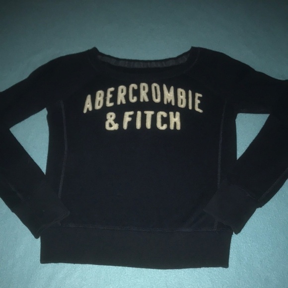 ABERCROMBIE and Fitch sweatshirt dark navy blue white and cream lettering size M - Picture 1 of 7